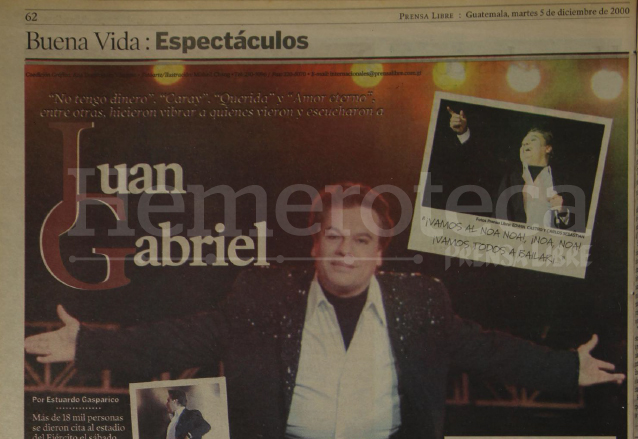 El Divo de Juárez cautivó a más de 18 mil guatemaltecos el 2 de diciembre del 2000. (Foto: Hemeroteca PL)