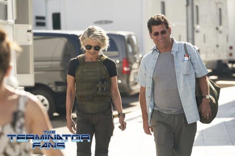 Linda Hamilton, durante la filmación de la nueva película de Terminator (Foto Prensa Libre: The Terminator Fans).