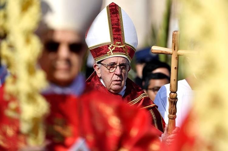 Pope Francis leads the Palm Sunday mass at St Peter