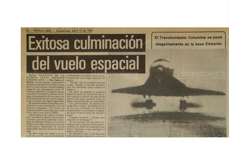 El transbordador espacial Columbia a punto de tocar pista en la Base Aérea Edwards, California 15/04/1981. (Foto: Hemeroteca PL)