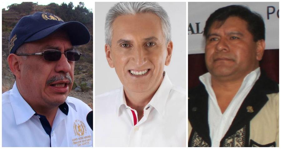 Gobernadores Mario Miranda, San Marcos; Marco Aurelio Pineda, Santa Rosa, y Alberto Chumil, Sololá. (Foto: Hemeroteca PL)