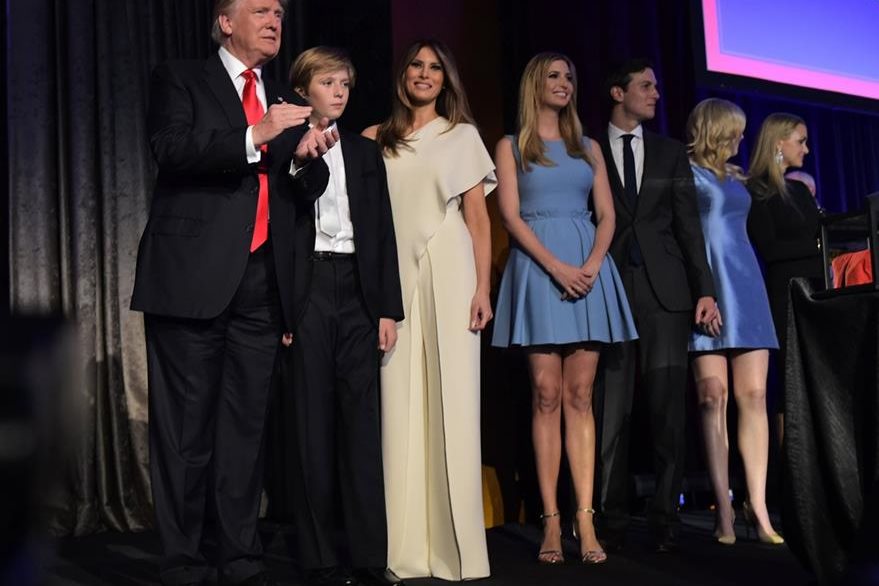 Donald Trump y familia agradece el respaldo de los estadounidenses. (Foto Prensa Libre: AFP)