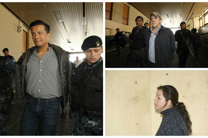 Eduardo Liu, Armando Aguirre y Astrid Overbeck ingresan a la Torre de Tribunales. (Foto Prensa Libre: Paulo Raquec)