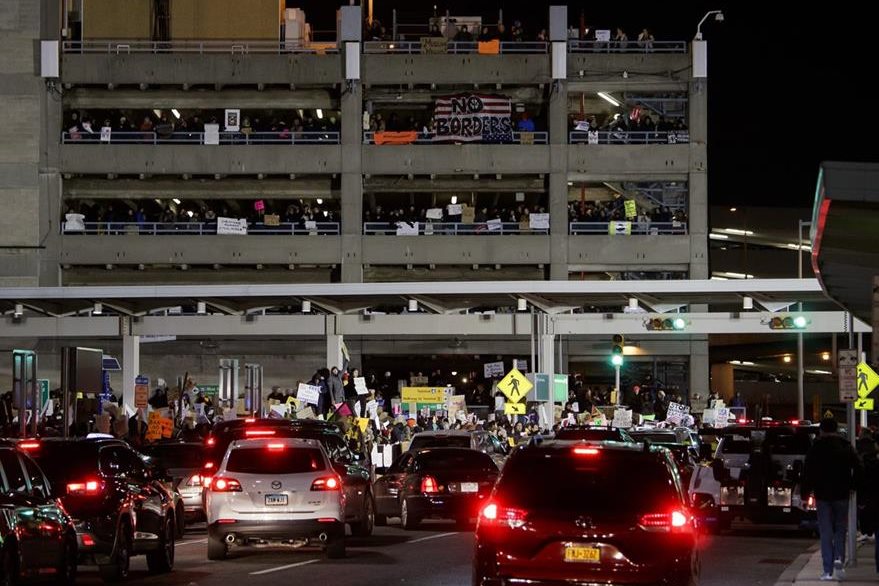 Terminal 4 del Aeropuerto John F. Kennedy de Nueva York, donde hubo protestas. (EFE)